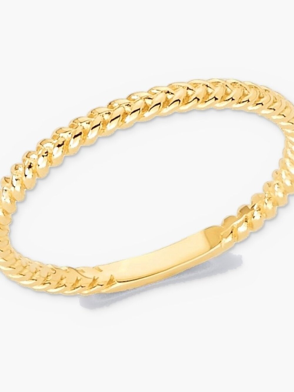 14K Solid Gold Braided Stacking Band Twisted Rope Ring Dainty Everyday Ring